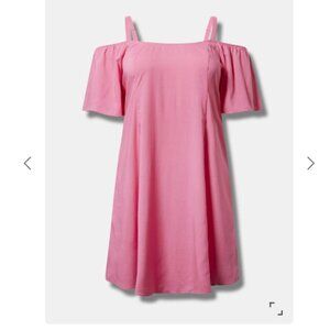 TORRID NWT Mini Challis Cold Shoulder Trapeze Dress, Gin Fizz Color, OO/10, M/L